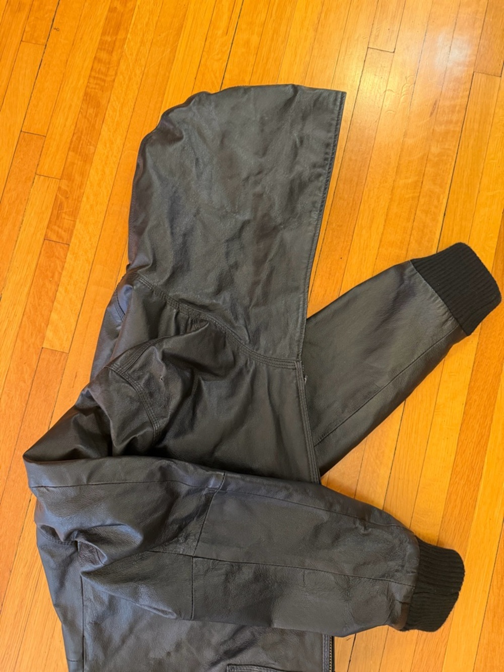 Burton Analog Emulsion Blk Hooded Leather Bomber Jacket Men L Rare 2008 Skater - Picture 8 of 14